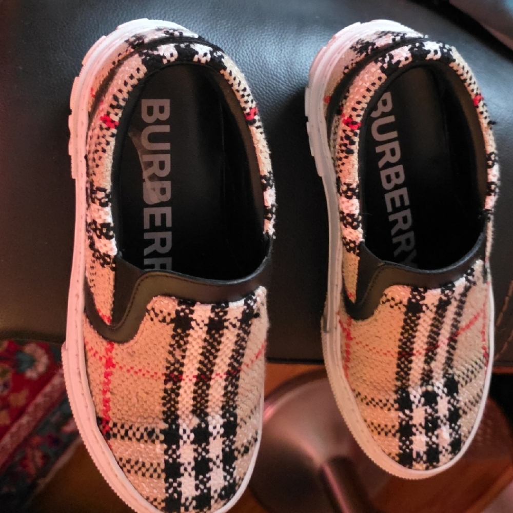 Burberry Checkered Slip-On Sneakers - Black, Red, Tan